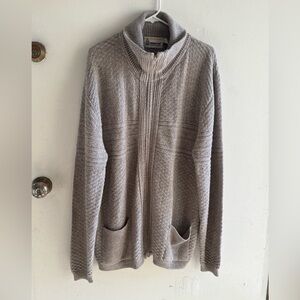London Fog Men's Taupe Zip-Up Sweater